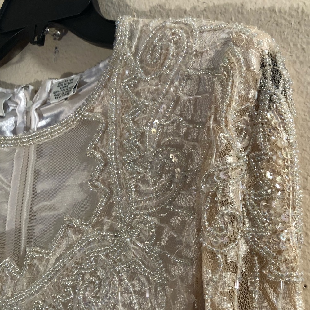 Scala Sequined Formal Champagne Wedding/Evening G… - image 4